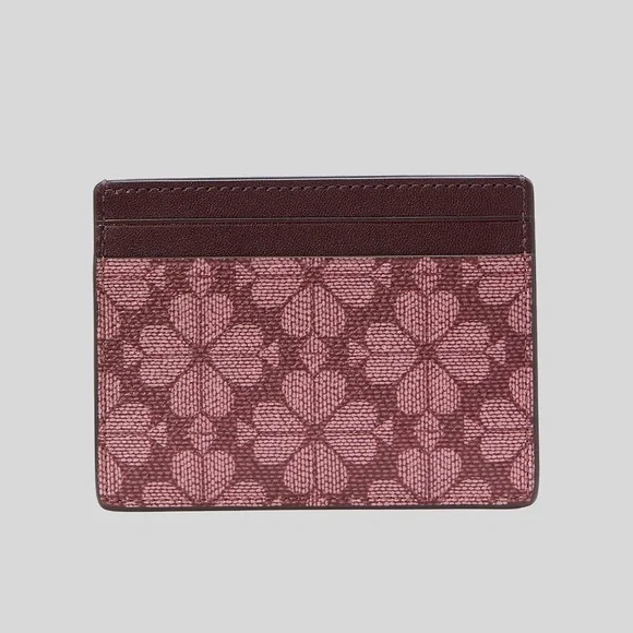 Kate Spade Burgundy and Pink Floral Card Holder